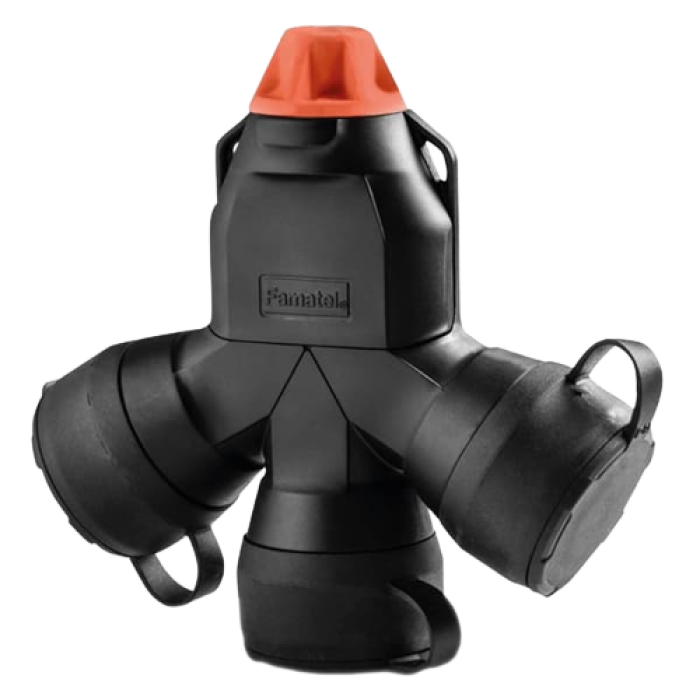 187G Трійник переносний 3х16А (schuko safety) IP44, чорний