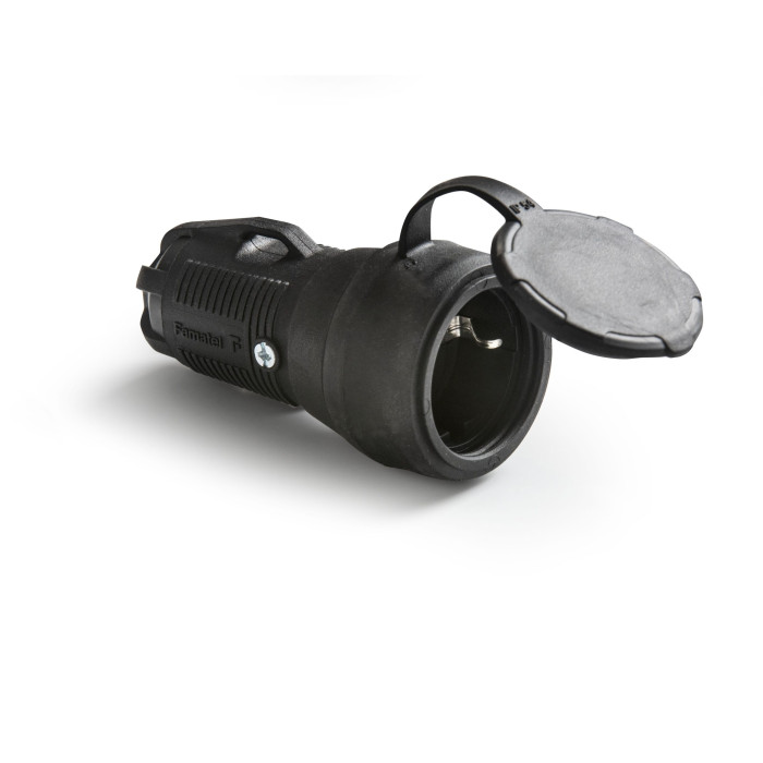 2167 Розетка переносна 3х16А (schuko) IP54, чорний