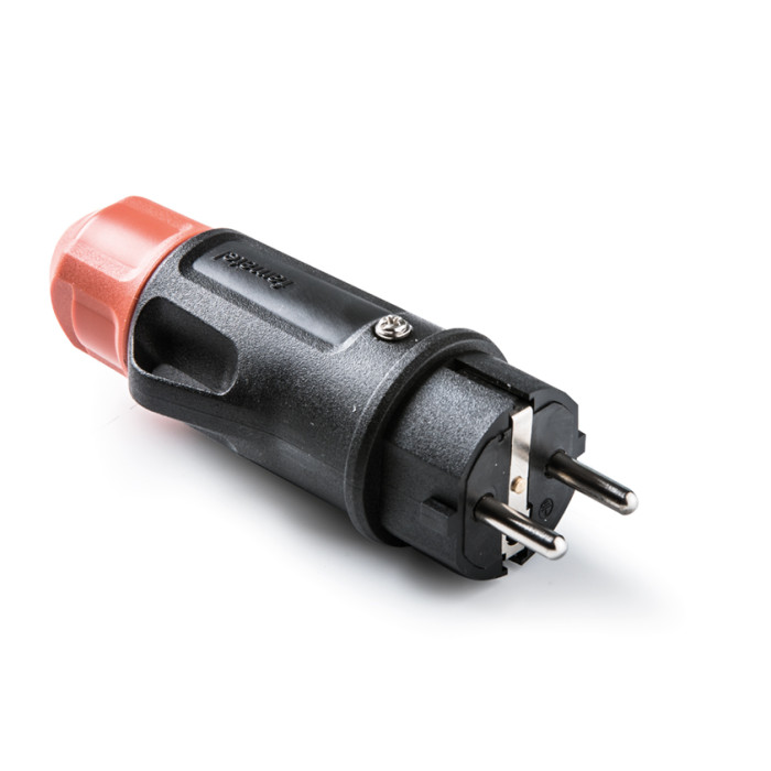1165 Вилка переносна 3х16А (schuko) IP54, чорний/червоний