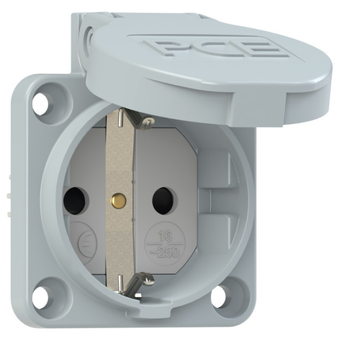 109-0dgc Розетка врізна 3х16А (schuko safety) IP54, темно сірий