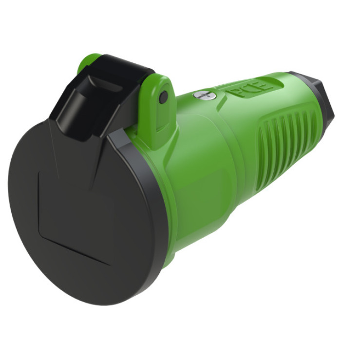 2512-us Розетка переносна 3х16А (schuko) з підпружиненою кришкою IP54 Taurus2, зелений/чорний