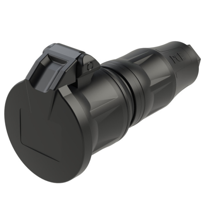 25732-ssc Розетка переносна 3х16А (schuko safety) LED з підпружиненою кришкою IP54 TopTaurus2, чорний