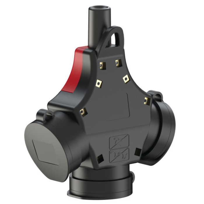 25311-s Трійник переносний 3х16А (schuko) IP44, чорний/червоний