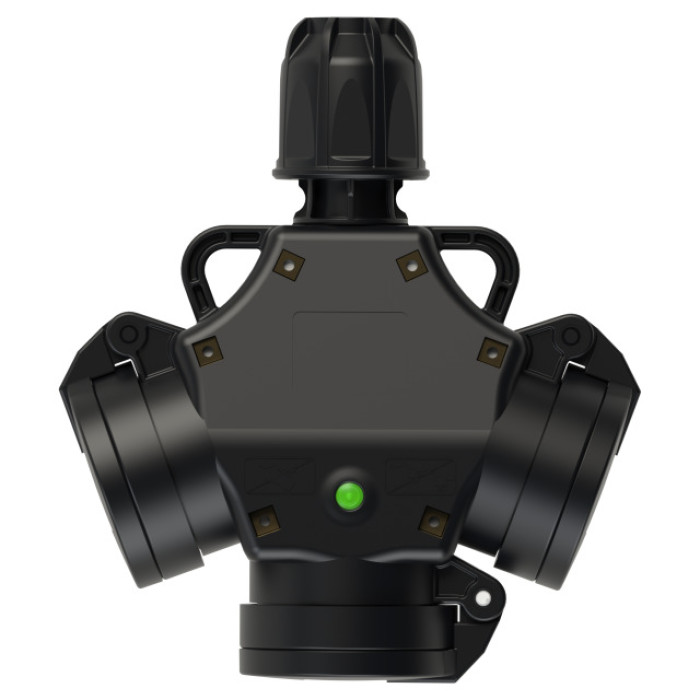 253642-sxs Трійник переносний 3х16А (schuko) LED з сальником IP44, чорний