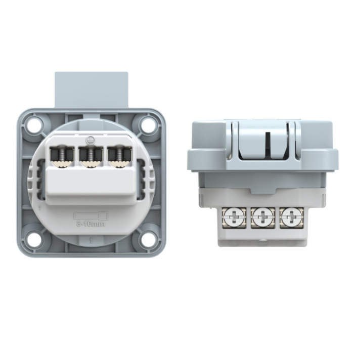 105-0dgc Розетка врізна 3х16А (schuko safety) IP54, темно сірий