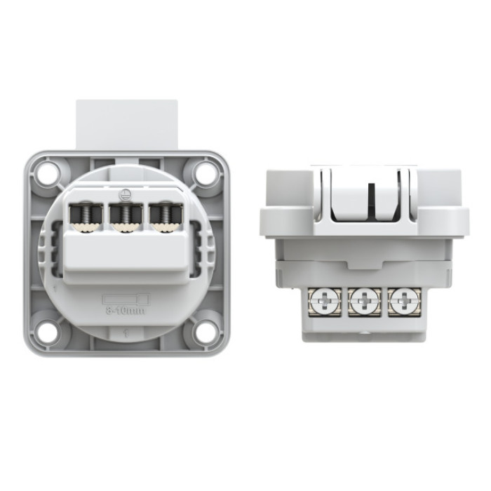 105-0gc Розетка врізна 3х16А (schuko safety) IP54, сірий