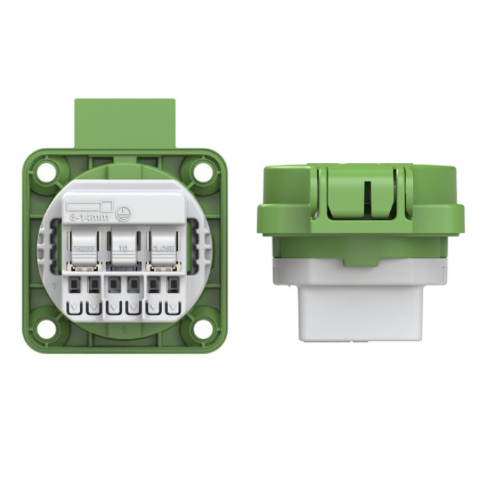 109-0du Розетка врізна 3х16А (schuko) IP54, зелений
