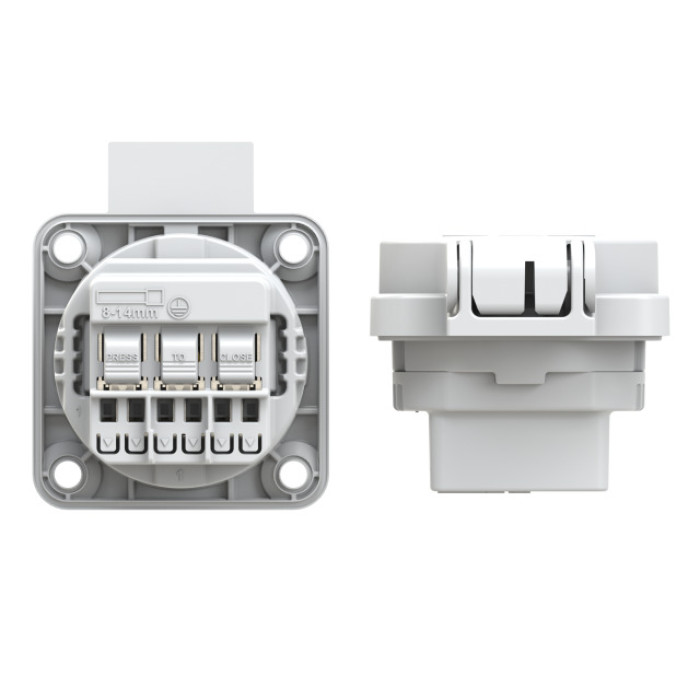 109-0g Розетка врізна 3х16А (schuko) IP54, сірий