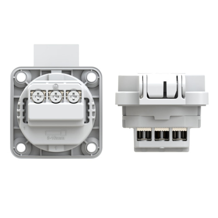 105-0gs Розетка врізна 3х16А (schuko) IP54, сірий