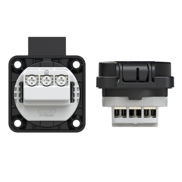 105-0ss Розетка врізна 3х16А (schuko) IP54, чорний