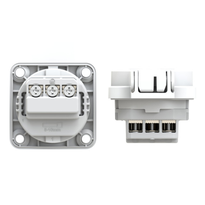 105-0ws Розетка врізна 3х16А (schuko) IP54, білий