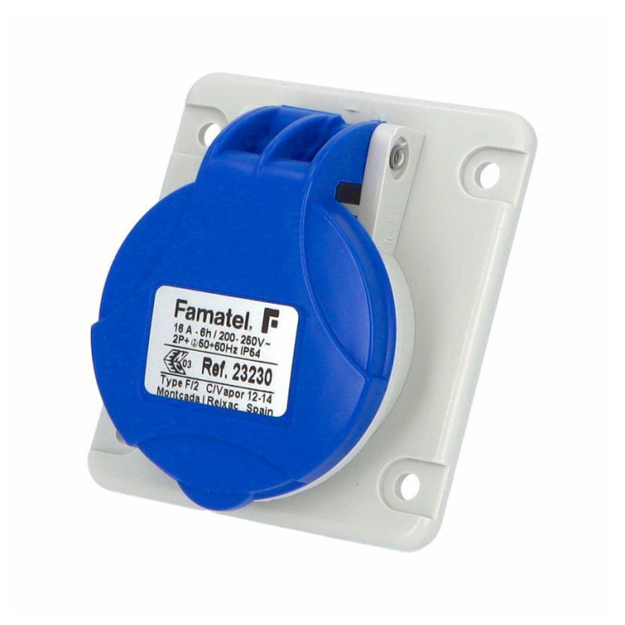 23230 Розетка врізна похила 3x16A 6h IP54