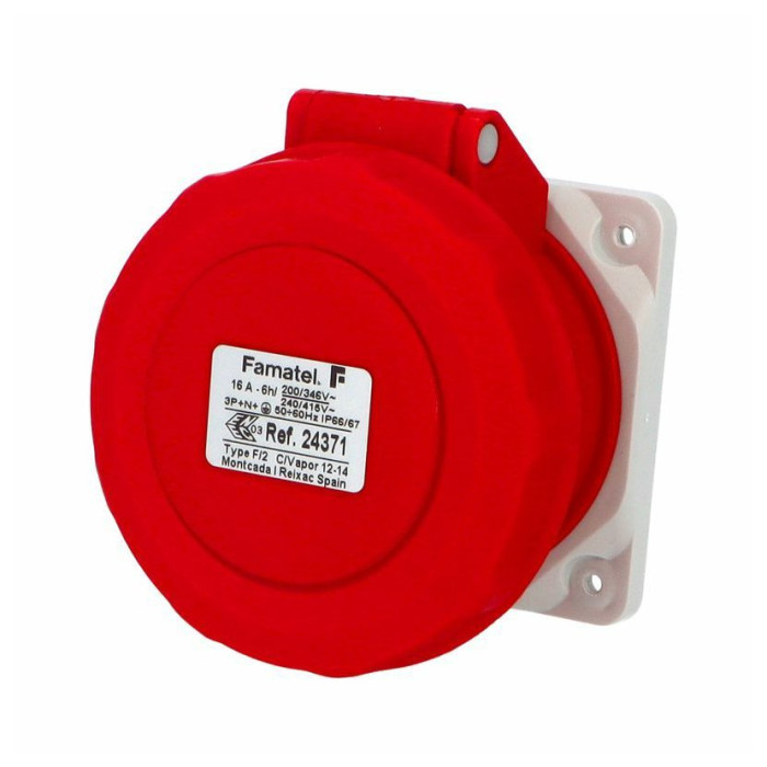 24371 Розетка врізна пряма 5x16A 6h IP67