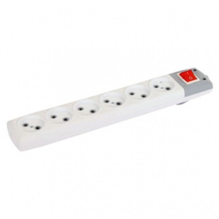 Колодка 6 гнізд з вимикачем біла De-Pa Yildiz