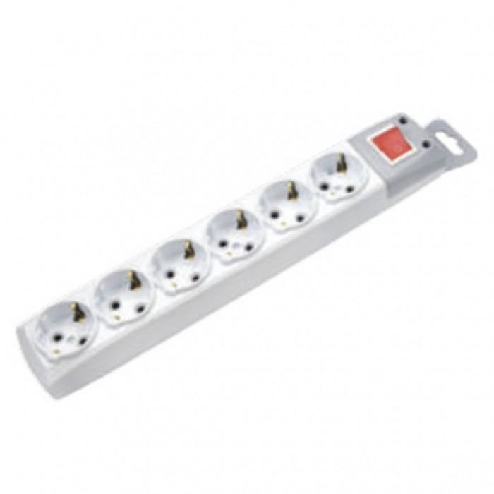 Колодка 6 гнізд з заземленням і вимикачем біла De-Pa Yildiz