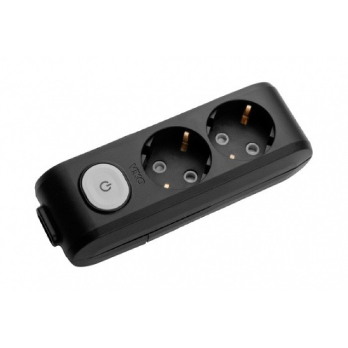 Колодка 2 гнізда із заземленням і кнопкою з кріпленням на стіну чорна VIKO Multi-Let