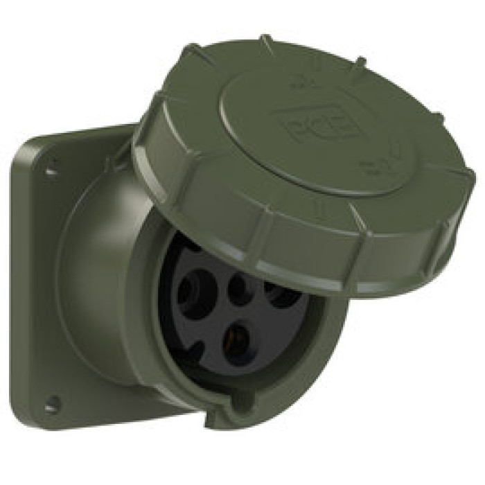 3345-6.u Розетка CEE врізна пряма (100x100) 63A 4p 6h IP67 з пілотним контактом бронзово-зелена