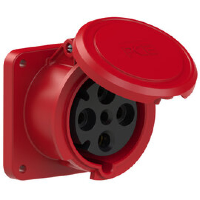 33461-6 Розетка CEE врізна пряма (100x100) 63A 4p 6h IP44 з пілотними контактами