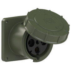 3446-6.u Розетка CEE врізна пряма (120x120) 125A 4p 6h IP67 з пілотними контактами бронзово-зелена