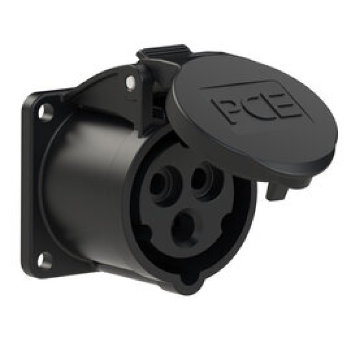313-6f5x Розетка CEE врізна пряма (55x55мм) 16A 3p 6h IP44/IP54 чорна