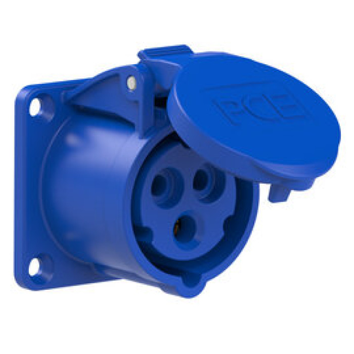 313-6f6 Розетка CEE врізна пряма (60x60мм) 16A 3p 6h IP44/IP54