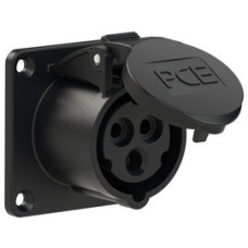 313-6x Розетка CEE врізна пряма (70x70мм) 16A 3p 6h IP44/IP54 чорна