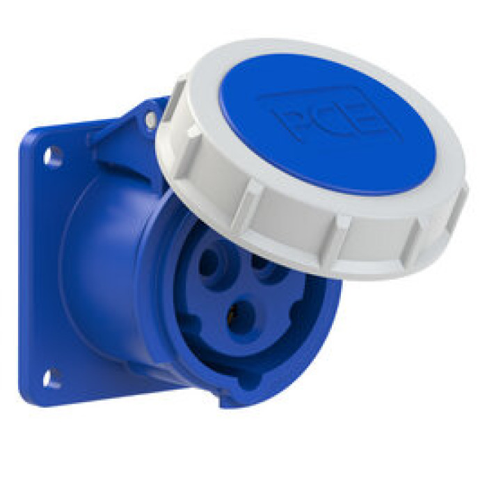 3132-6f0 Розетка CEE врізна пряма (65x65мм) 16A 3p 6h IP67