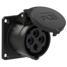 314-6x Розетка CEE врізна пряма (70x70мм) 16A 4p 6h IP44 чорна