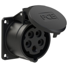 315-6x Розетка CEE врізна пряма (70x70мм) 16A 5p 6h IP44/IP54 чорна