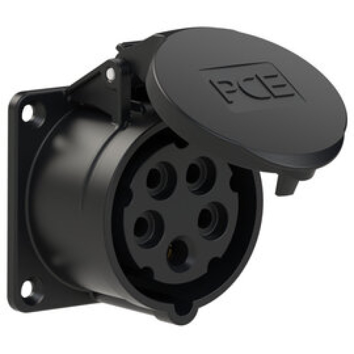 315-6x Розетка CEE врізна пряма (70x70мм) 16A 5p 6h IP44/IP54 чорна