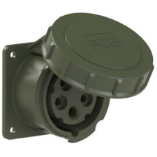 3152-6.u Розетка CEE врізна пряма (75x75мм) 16A 5p 6h IP67 бронзово-зелена