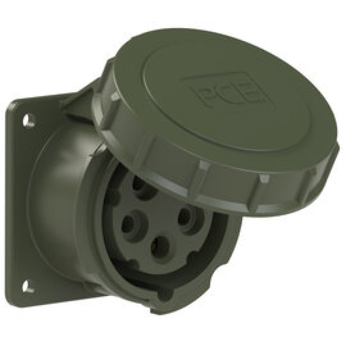 3152-6.u Розетка CEE врізна пряма (75x75мм) 16A 5p 6h IP67 бронзово-зелена