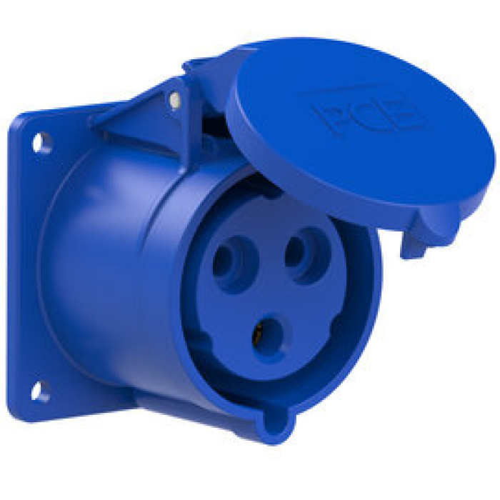 323-6f7 Розетка CEE врізна пряма (75x75мм) 32A 3p 6h IP44