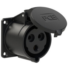 323-6x Розетка CEE врізна пряма (70x70мм) 32A 3p 6h IP44 чорна
