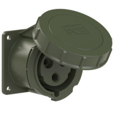 3232-6.u Розетка CEE врізна пряма (75x75мм) 32A 3p 6h IP67 бронзово-зелена