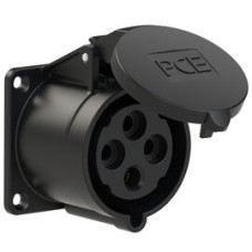 324-6x Розетка CEE врізна пряма (70x70мм) 32A 4p 6h IP44 чорна