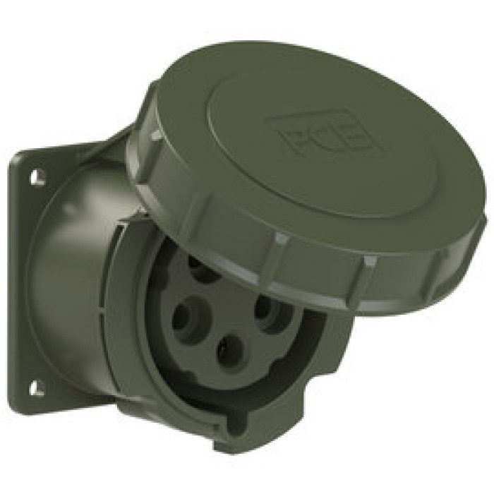 3252-6.u Розетка CEE врізна пряма (75x75мм) 32A 5p 6h IP67 бронзово-зелена