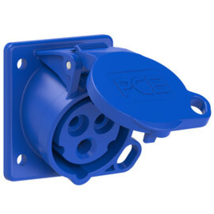 413-6ttf66 Розетка CEE врізна похила (62x68мм) 16A 3p 6h IP44/IP54 з системою замкнення