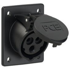 413-6x Розетка CEE врізна похила (70x85мм) 16A 3p 6h IP44/IP54 чорна