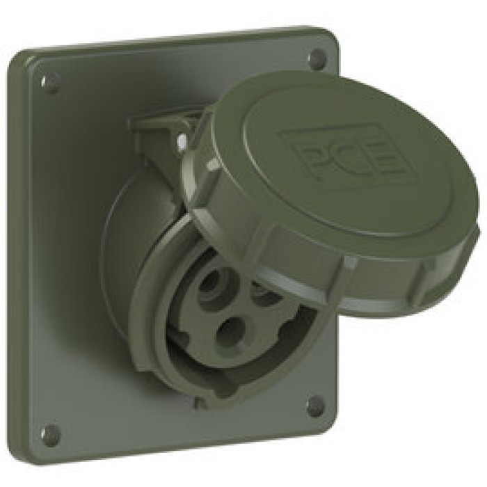 4132-6.u Розетка CEE врізна похила (92x100мм) 16A 3p 6h IP67 бронзово-зелена