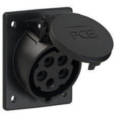 415-6x Розетка CEE врізна похила (80x97мм) 16A 5p 6h IP44/IP54 чорна