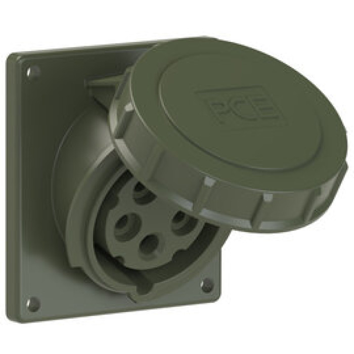 4152-6.u Розетка CEE врізна похила (92x100мм) 16A 5p 6h IP67 бронзово-зелена