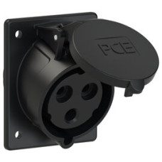 423-6x Розетка CEE врізна похила (80x97мм) 32A 3p 6h IP44 чорна