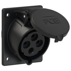 424-6x Розетка CEE врізна похила (80x97мм) 32A 4p 6h IP44 чорна