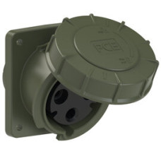 433-6.u Розетка CEE врізна похила (100x112) 63A 3p 6h IP67 бронзово-зелена