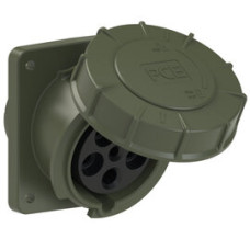 435-6.u Розетка CEE врізна похила (100x112) 63A 5p 6h IP67 бронзово-зелена