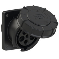 435-6xs Розетка CEE врізна похила (100x112) 63A 5p 6h IP67 чорна