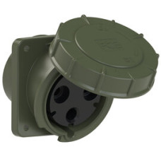 443-6.u Розетка CEE врізна похила (120x130) 125A 3p 6h IP67 бронзово-зелена