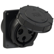 443-6xs Розетка CEE врізна похила (120x130) 125A 3p 6h IP67 чорна