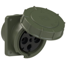 444-6.u Розетка CEE врізна похила (120x130) 125A 4p 6h IP67 бронзово-зелена